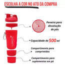 Coqueteleira Shakeira com Compartimento Suplementos Fit Whey 500ml
