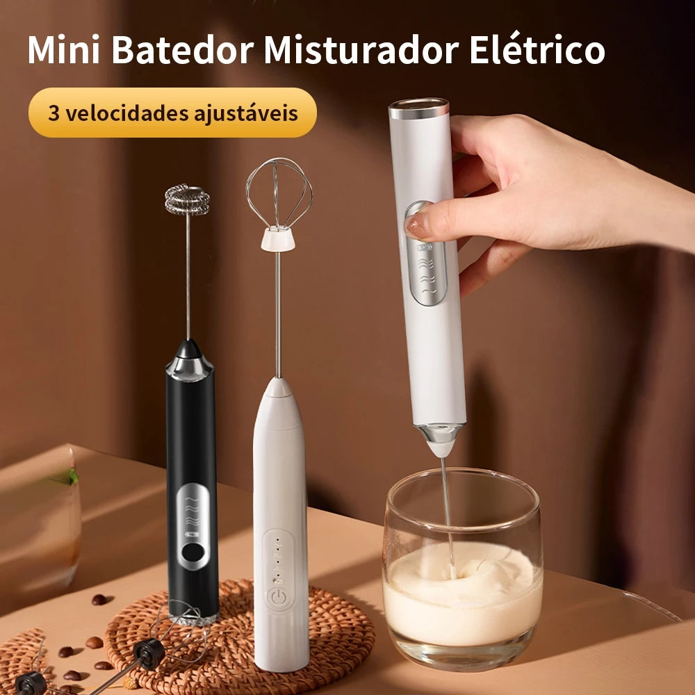 Batedor Misturador Mixer Elétrico para Bebidas Leite Café Portátil ...