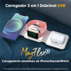 Carregador Magnético 3 em 1 Dobrável para iPhone/Apple Watch/ AirPods