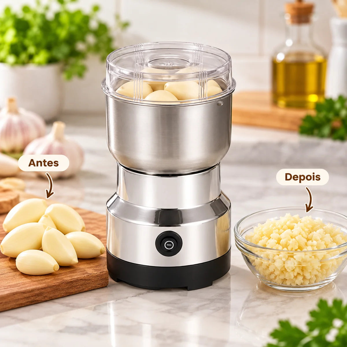 Moedor Triturador Multifuncional Elétrico de Alimentos em Inox