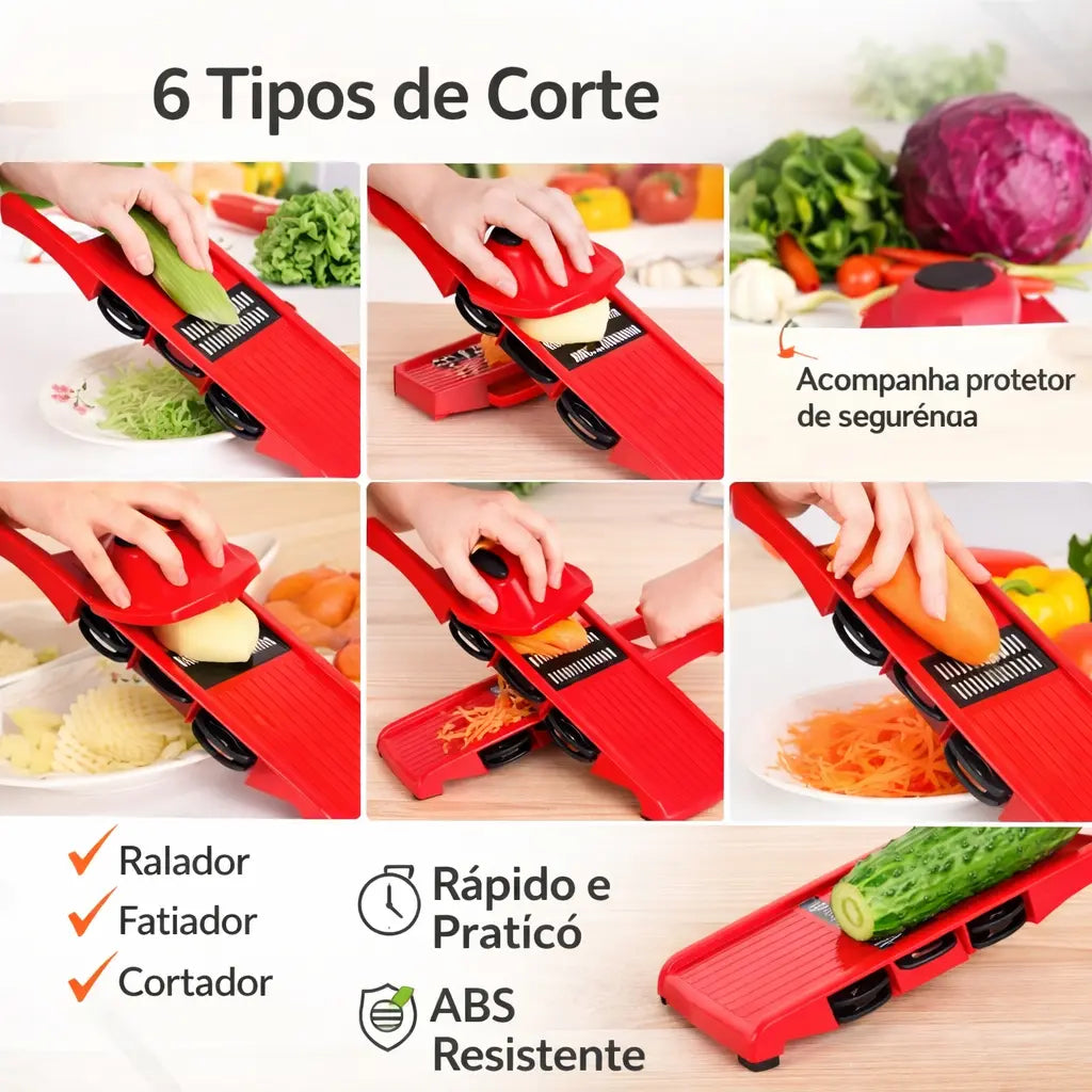 Cortador e Fatiador de Legumes Multifuncional 6 em 1 - Profissional