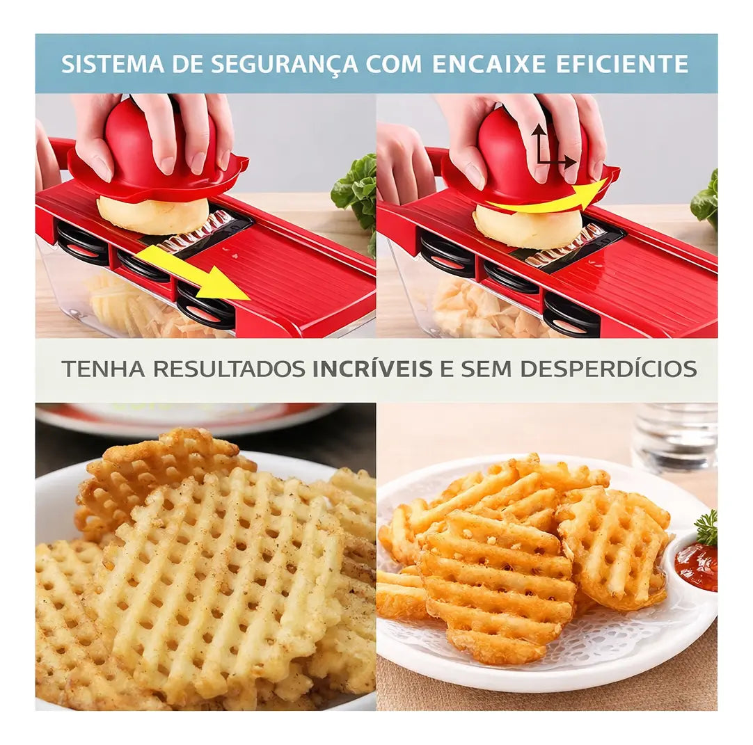Cortador e Fatiador de Legumes Multifuncional 6 em 1 - Profissional