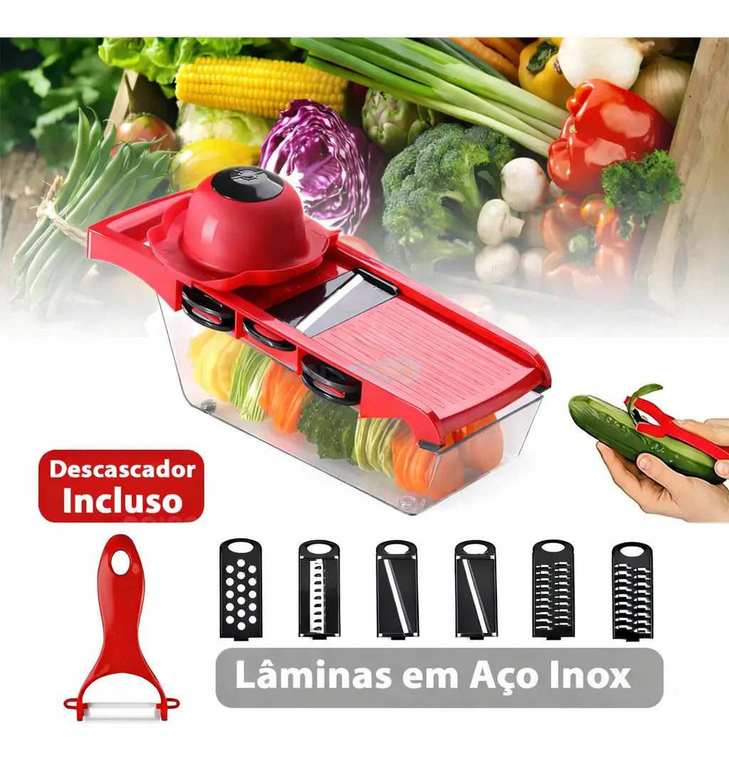 Cortador e Fatiador de Legumes Multifuncional 6 em 1 - Profissional