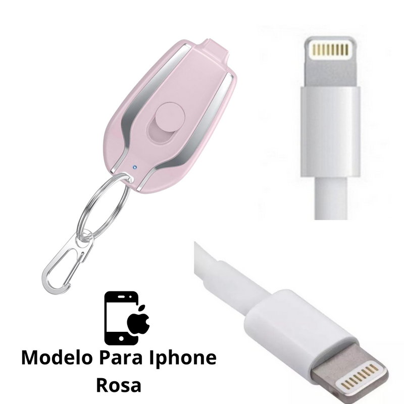 Carregador Chaveiro - Para Iphones e Tipo-C Universal - Carga 1500mAh