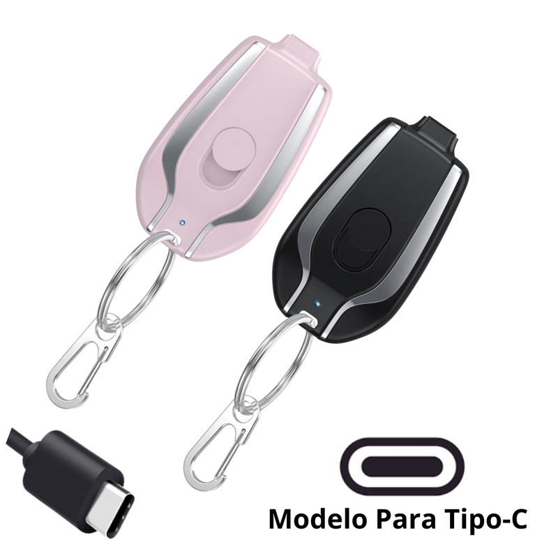 Carregador Chaveiro - Para Iphones e Tipo-C Universal - Carga 1500mAh