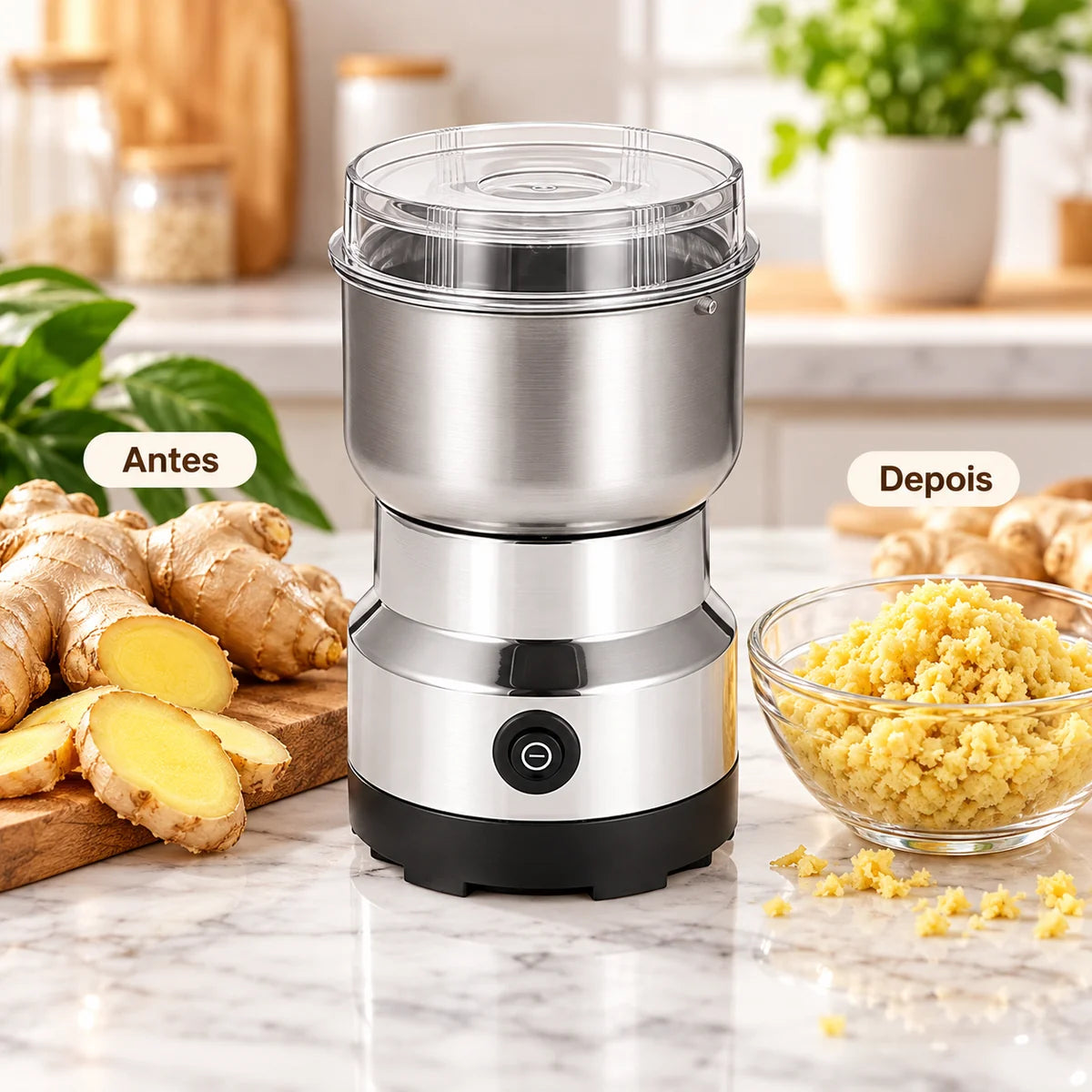 Moedor Triturador Multifuncional Elétrico de Alimentos em Inox