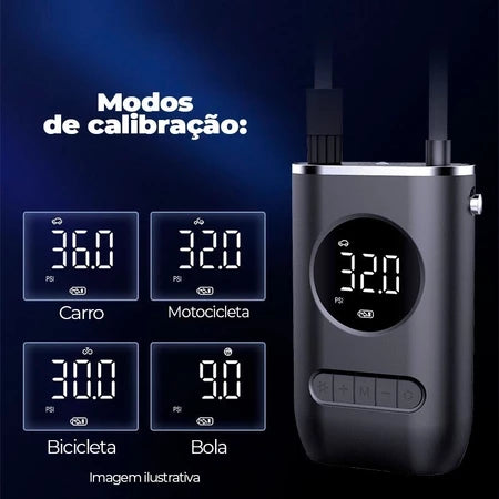 Compressor De Ar Elétrico Mini Portátil Sem Fio para Carro/Moto/Bicicleta