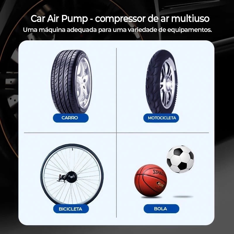 Compressor De Ar Elétrico Mini Portátil Sem Fio para Carro/Moto/Bicicleta