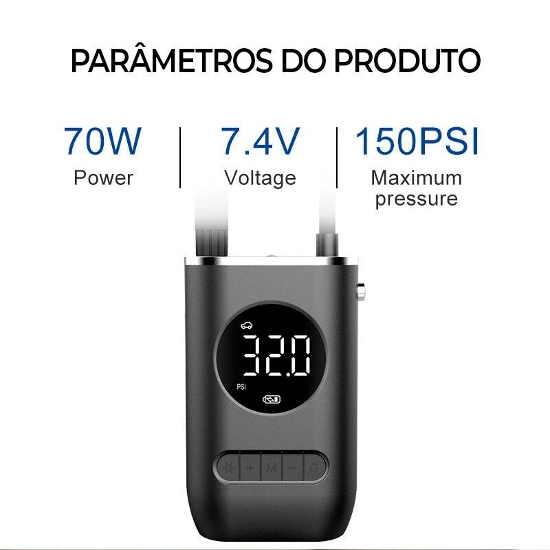 Compressor De Ar Elétrico Mini Portátil Sem Fio para Carro/Moto/Bicicleta