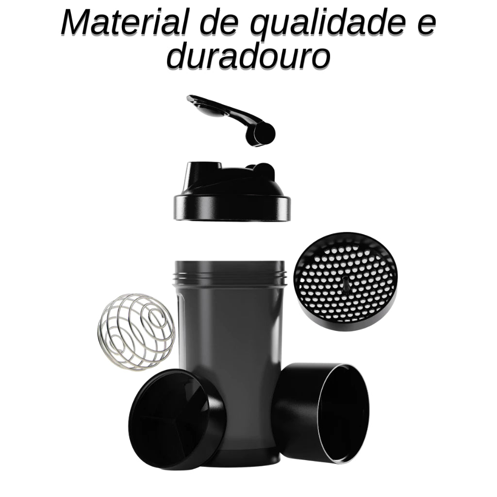 Coqueteleira Shakeira com Compartimento Suplementos Fit Whey 500ml