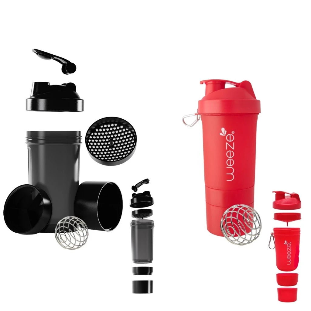 Coqueteleira Shakeira com Compartimento Suplementos Fit Whey 500ml