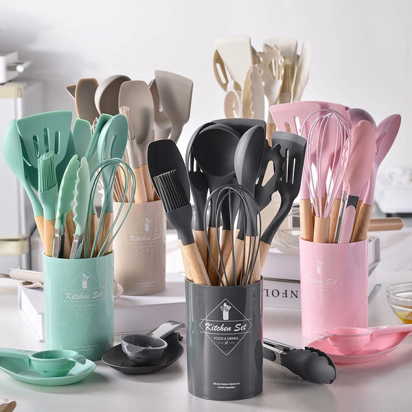 Conjunto de Utensílios em Silicone 12 Peças