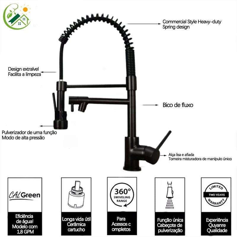 Torneira Cozinha Gourmet Monocomando Com Spray Extensor
