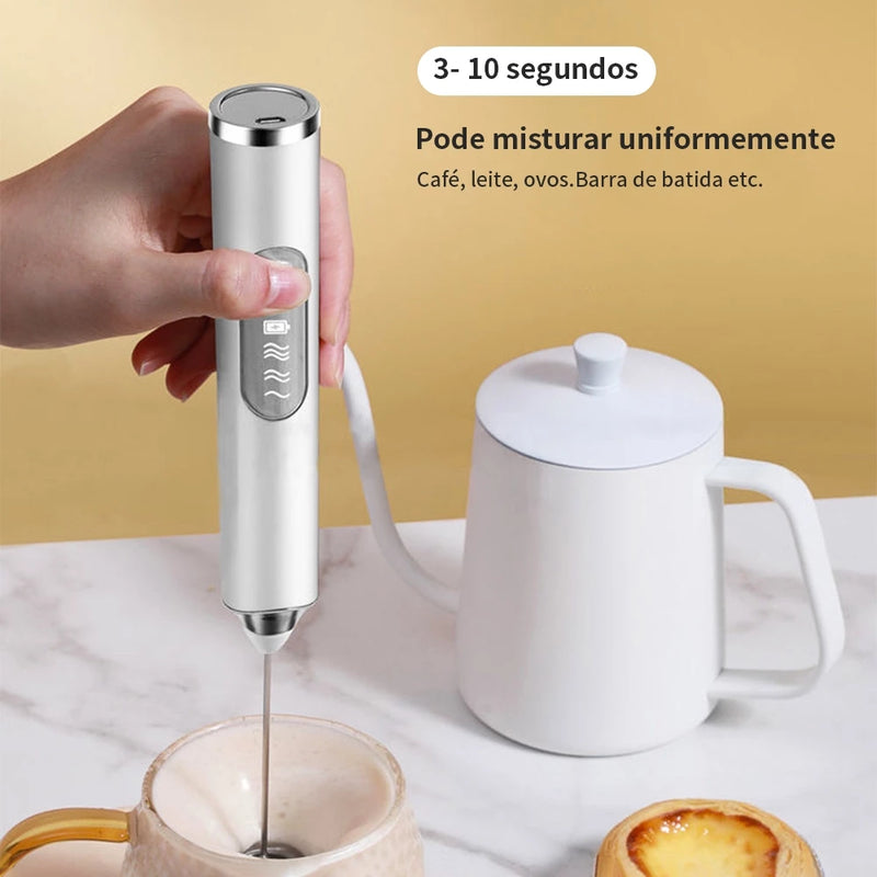 Batedor Misturador Mixer Elétrico para Bebidas Leite Café Portátil