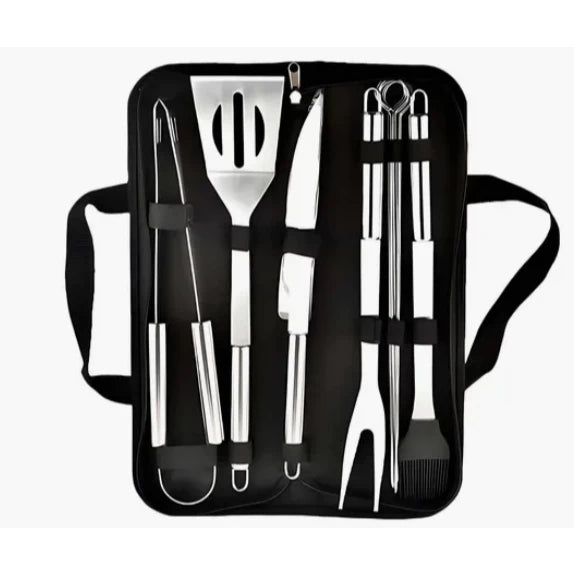 Kit para Churrasco 9 peças conjunto de aço inoxidável