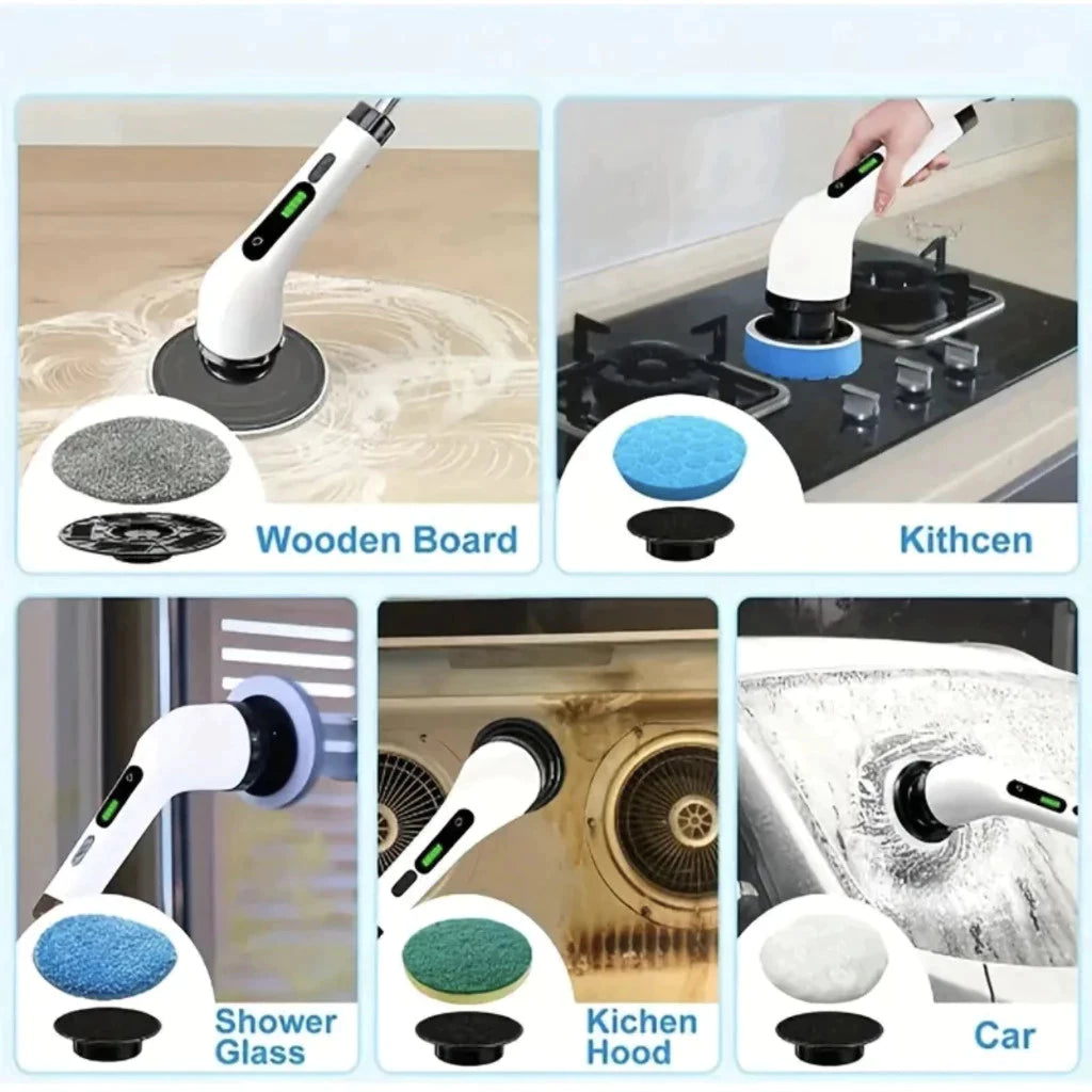 Escova de Limpeza Elétrica 360º MOP Multiuso 9 em 1 Recarregável