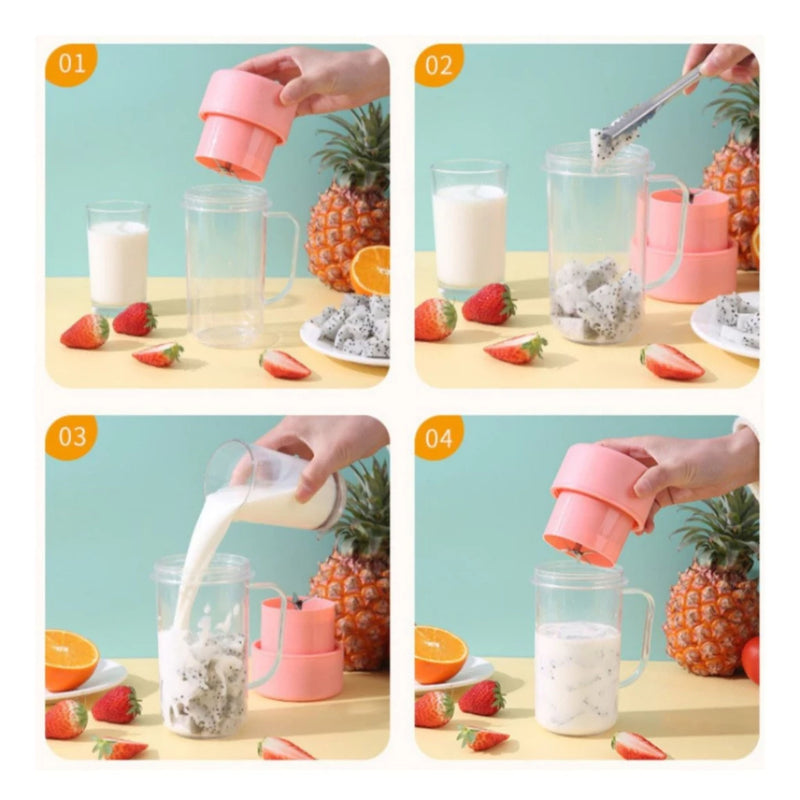 Copo Caneca Liquidificador 420ml com 6 lâminas Recarregável Portátil