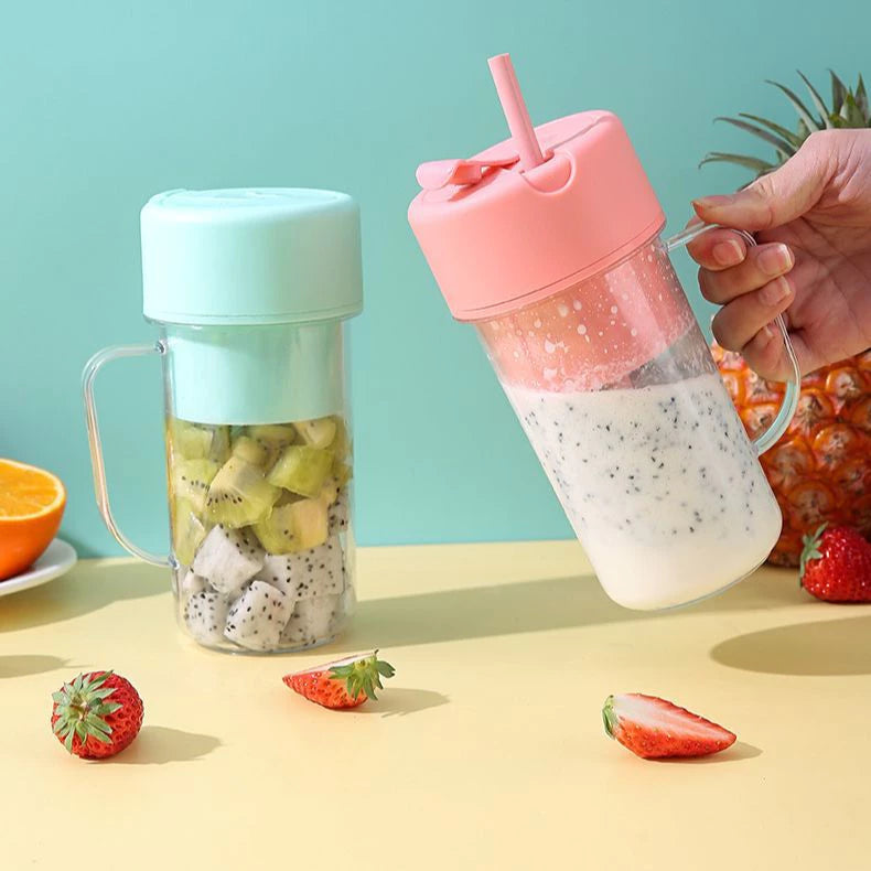 Copo Caneca Liquidificador 420ml com 6 lâminas Recarregável Portátil