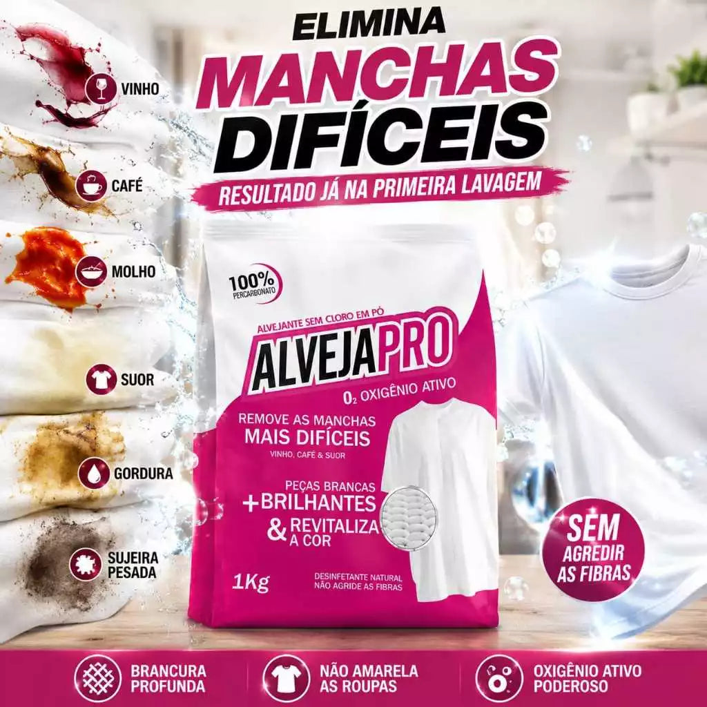 AlvejaPro - Tira manchas de Roupas Brancas e Coloridas