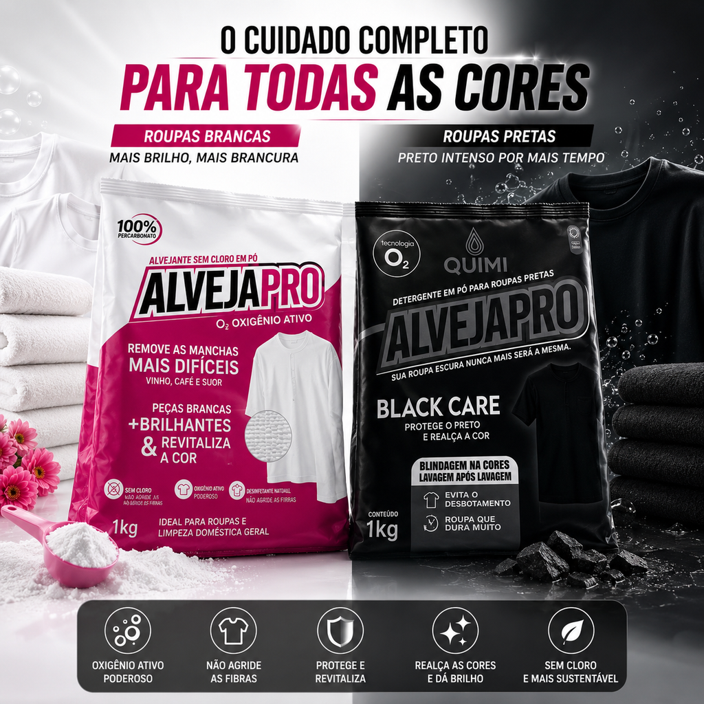 AlvejaPro - Tira manchas de Roupas Brancas e Coloridas