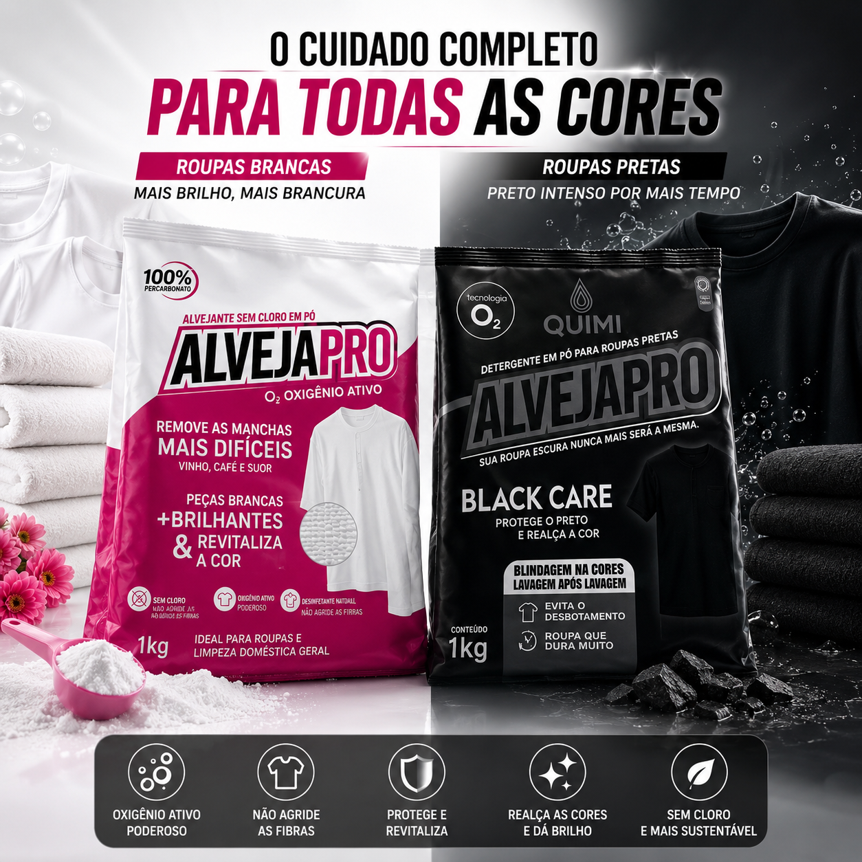 AlvejaPro - Tira manchas de Roupas Brancas e Coloridas