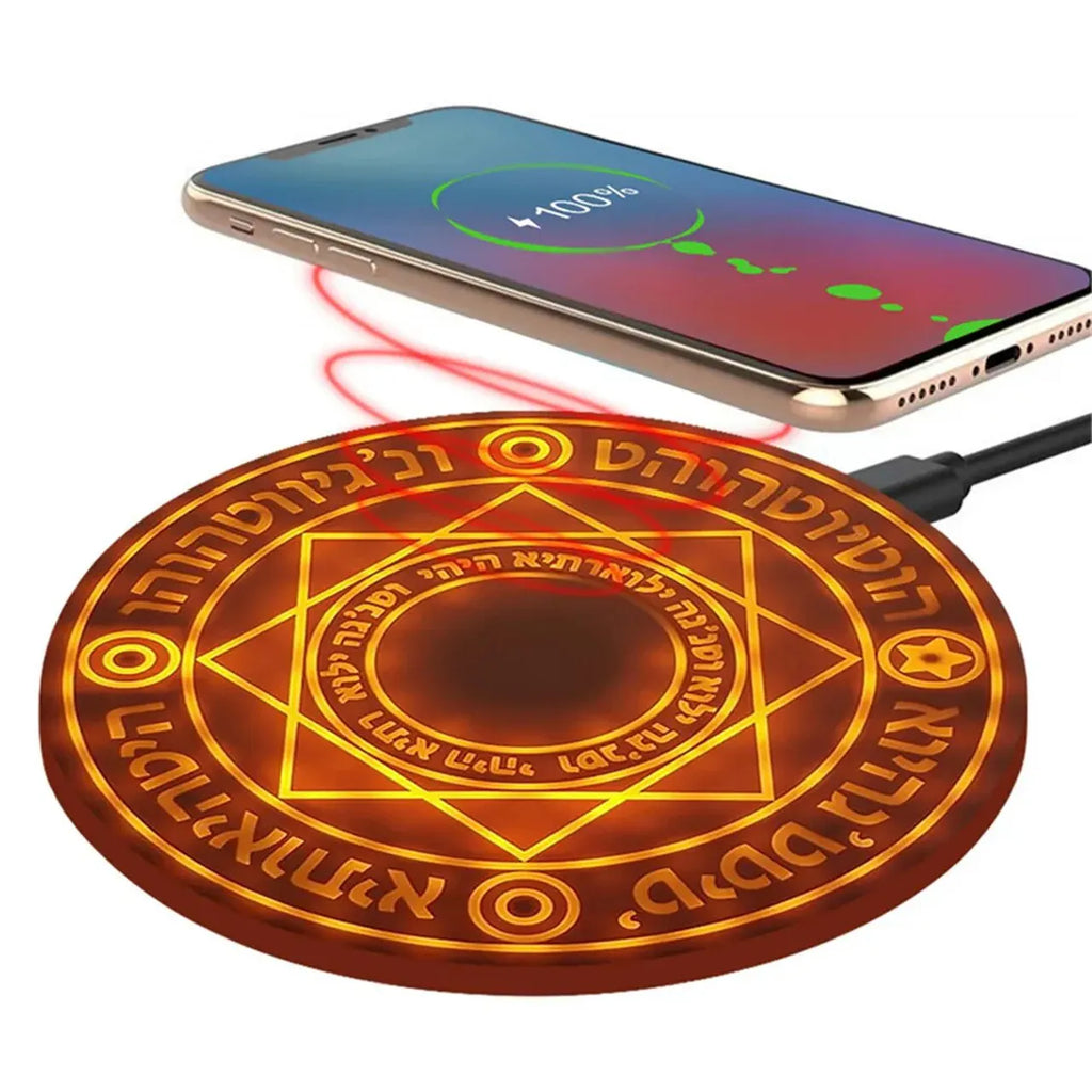 Carregador Por Indução Sem Fio Círculo Magico Mandala LED
