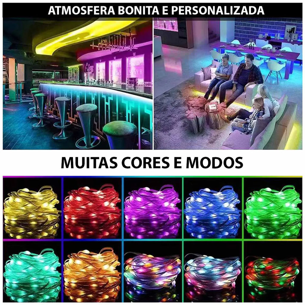 Pisca Pisca Natal Led RGB - IP68 Controle Remoto - Aplicativo Android e iOS