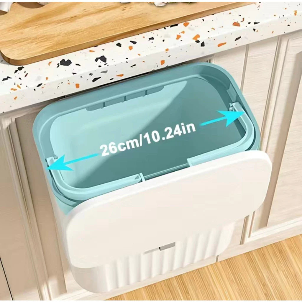 Lixeira Suspensa 9L com Tampa e Suporte – Para Cozinha e Banheiro