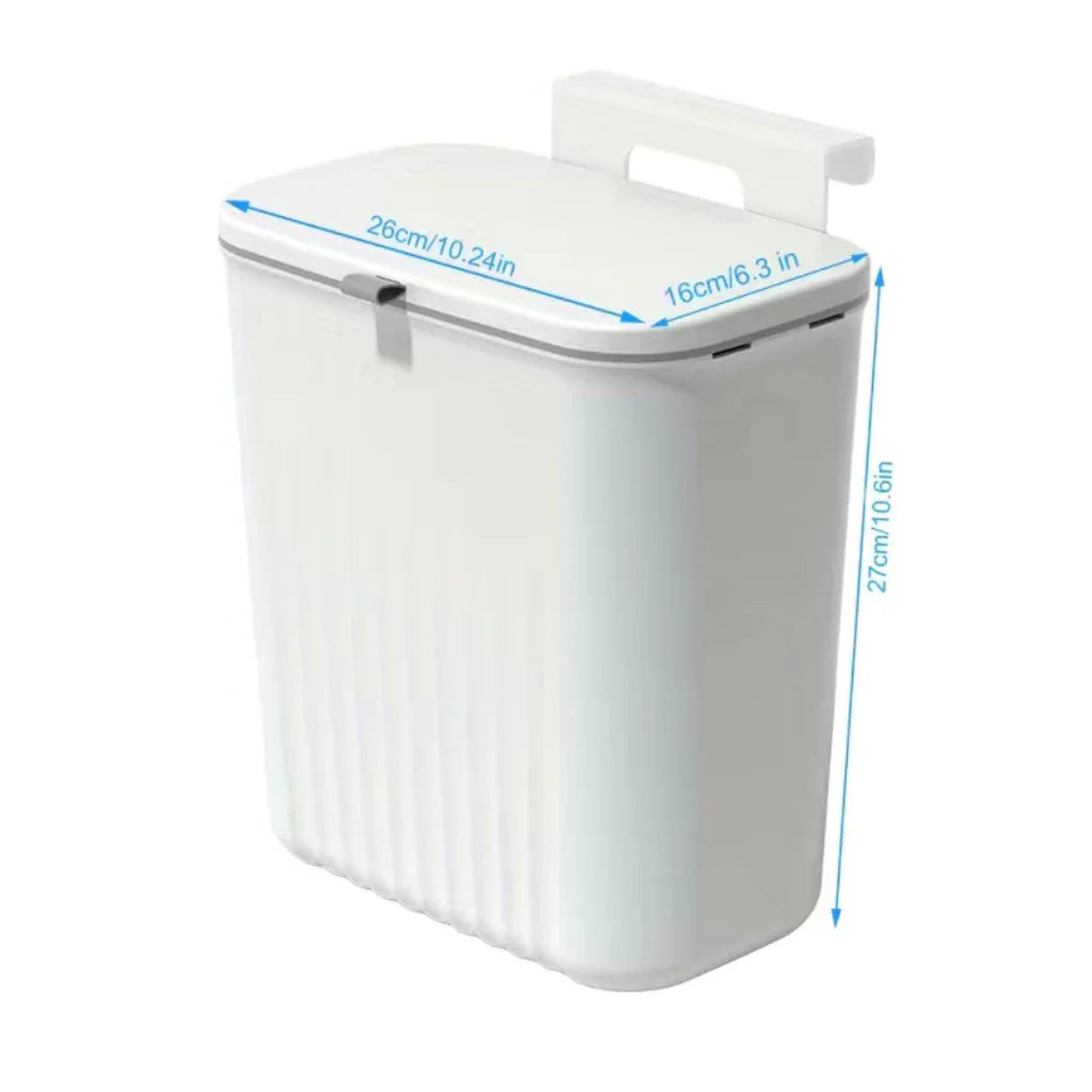 Lixeira Suspensa 9L com Tampa e Suporte – Para Cozinha e Banheiro