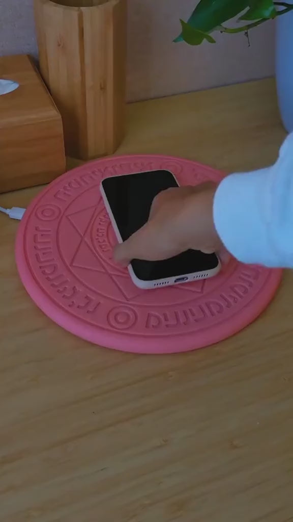 Carregador Por Indução Sem Fio Círculo Magico Mandala LED