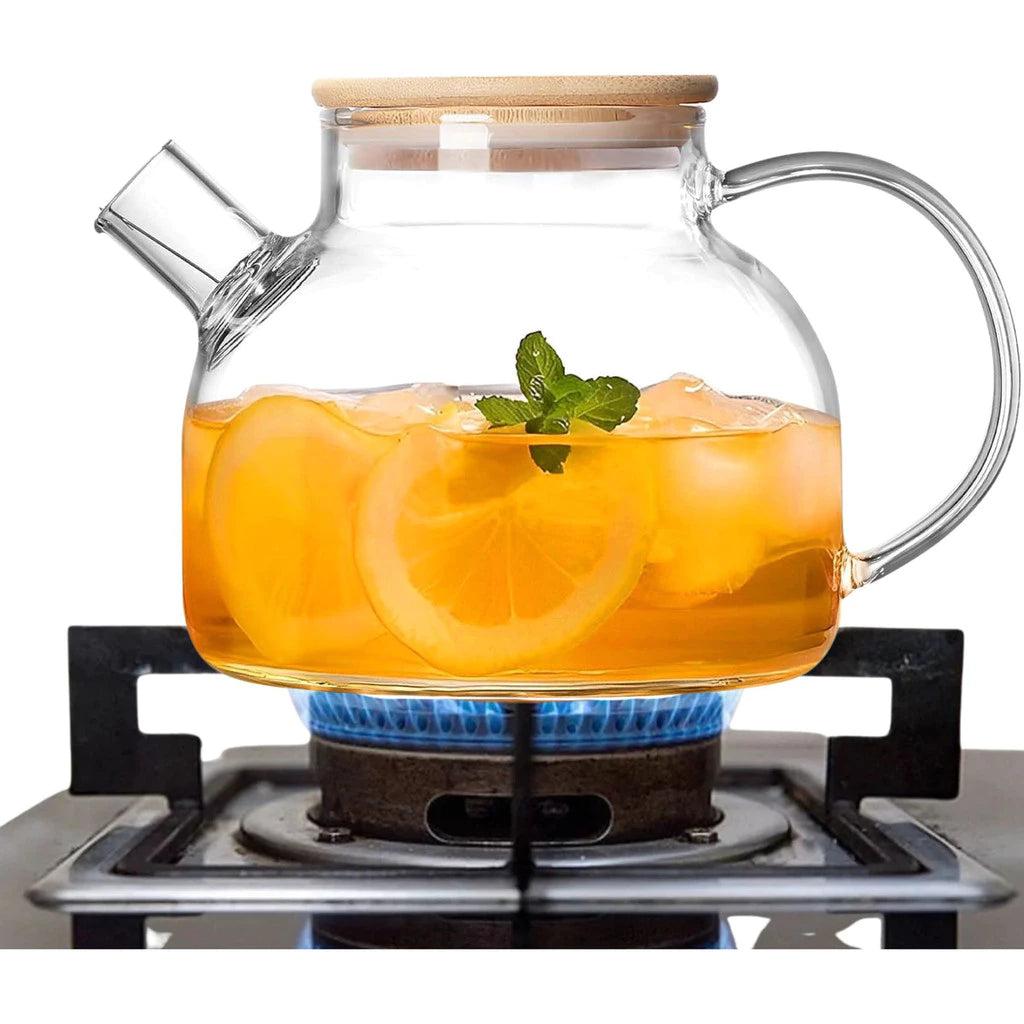 Chaleira De Vidro C/ Infusor Inox 1L Resistente Ao Fogo