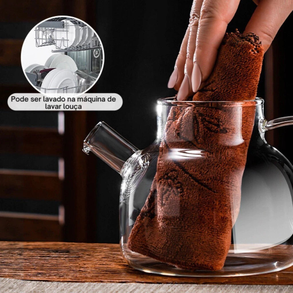 Chaleira De Vidro C/ Infusor Inox 1L Resistente Ao Fogo