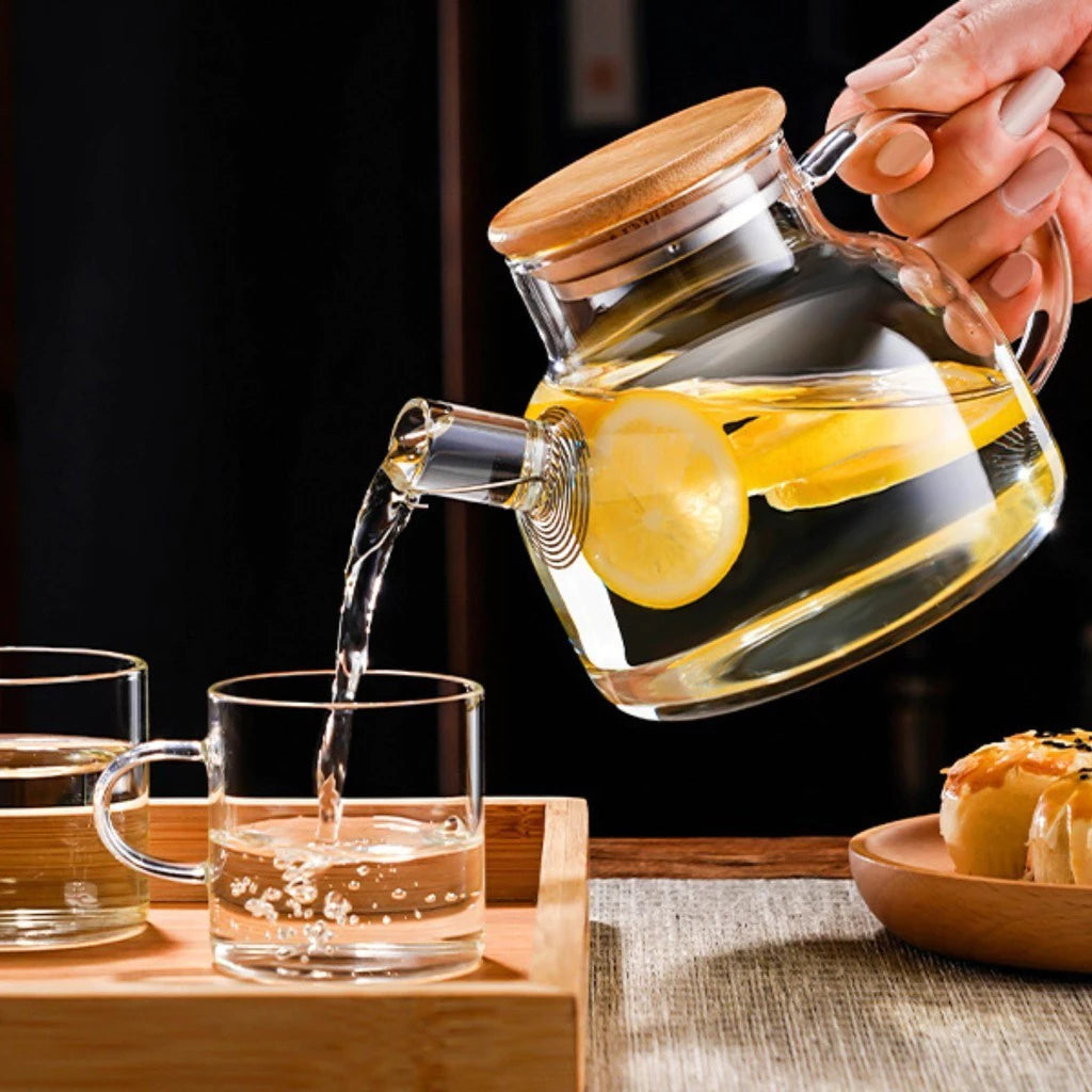 Chaleira De Vidro C/ Infusor Inox 1L Resistente Ao Fogo